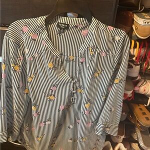 Torrid Blue Striped Floral Top